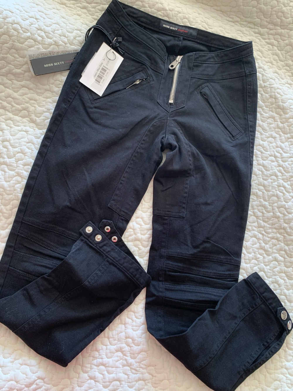 Miss Sixty black denim jeans with snap detail at cuff NWT size 24
